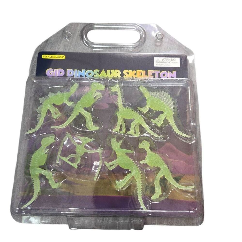 Glow in the Dark Dinosaur Fossils, Set of 8, Glowing Dinosaur Toys
